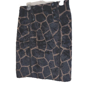 Brown & Tan Skirt Size 10 ETCETERA Above Knee Animal Giraffe Print FURRY MINI